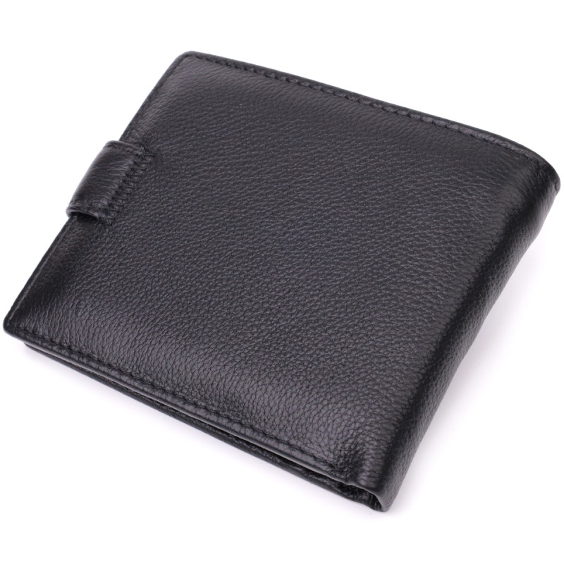 Горизонтальное портмоне для мужчин из натуральной кожи ST Leather Черный