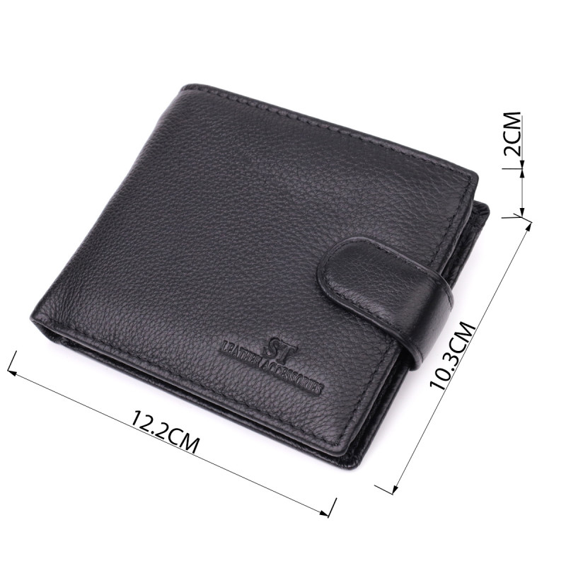 Горизонтальное портмоне для мужчин из натуральной кожи ST Leather Черный