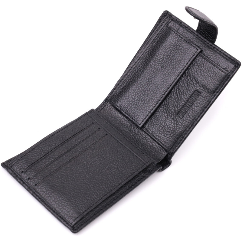 Горизонтальное портмоне для мужчин из натуральной кожи ST Leather Черный