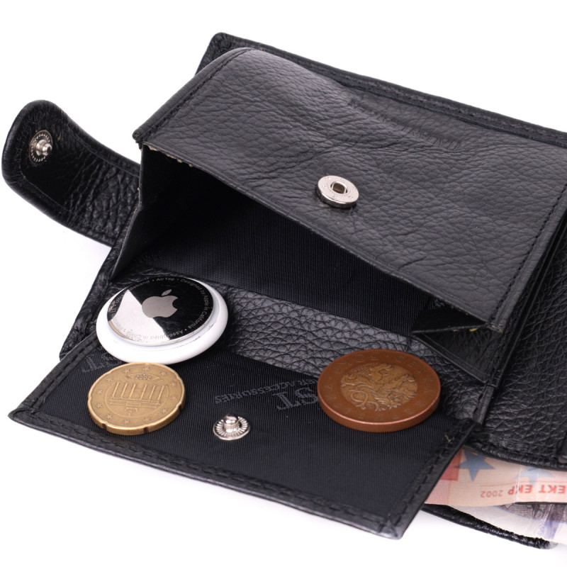 Горизонтальное портмоне для мужчин из натуральной кожи ST Leather Черный