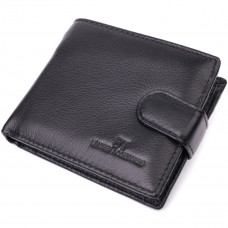 Бумажник для мужчин удобного размера из натуральной кожи ST Leather Черный