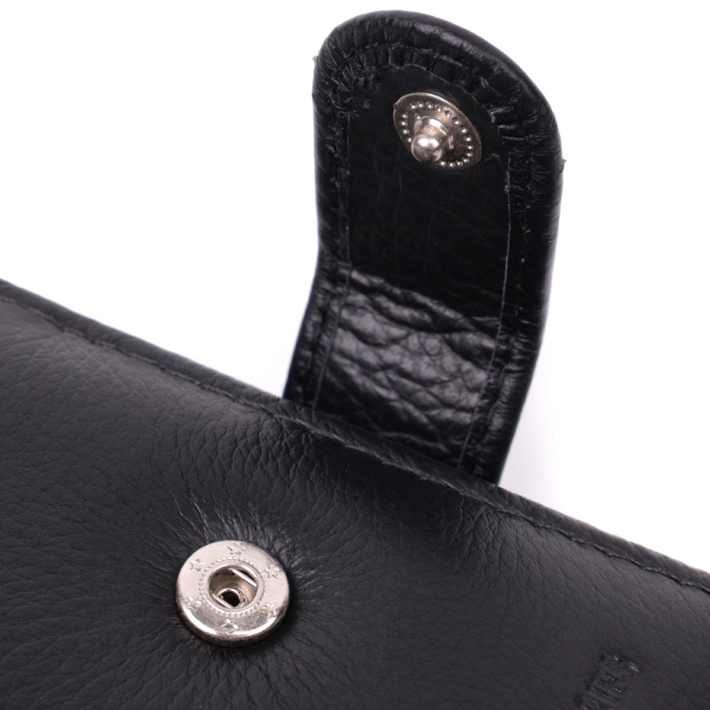 Бумажник для мужчин удобного размера из натуральной кожи ST Leather Черный