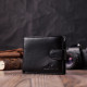 Бумажник для мужчин удобного размера из натуральной кожи ST Leather Черный