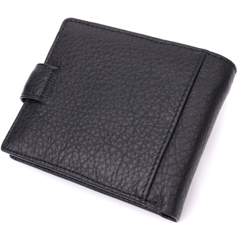 Мужской бумажник удобного размера из натуральной кожи ST Leather Черный