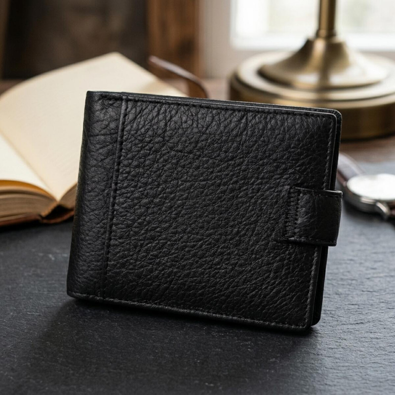 Чоловічий гаманець зручного розміру ST Leather Чорний
