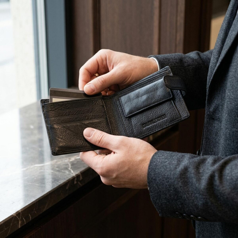 Чоловічий гаманець зручного розміру ST Leather Чорний