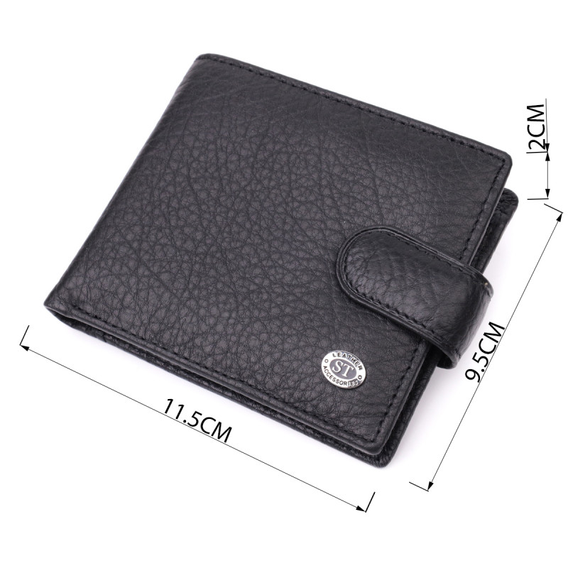 Мужской бумажник удобного размера из натуральной кожи ST Leather Черный