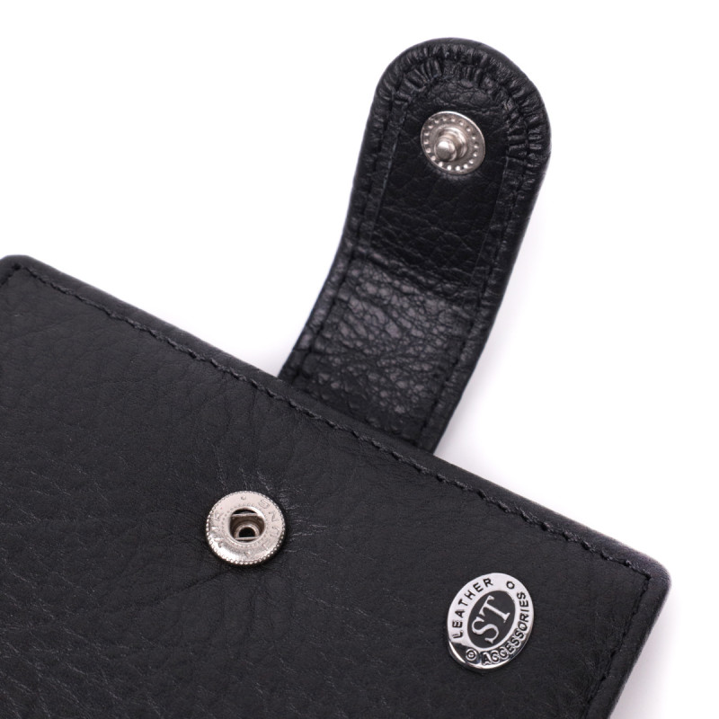 Мужской бумажник удобного размера из натуральной кожи ST Leather Черный