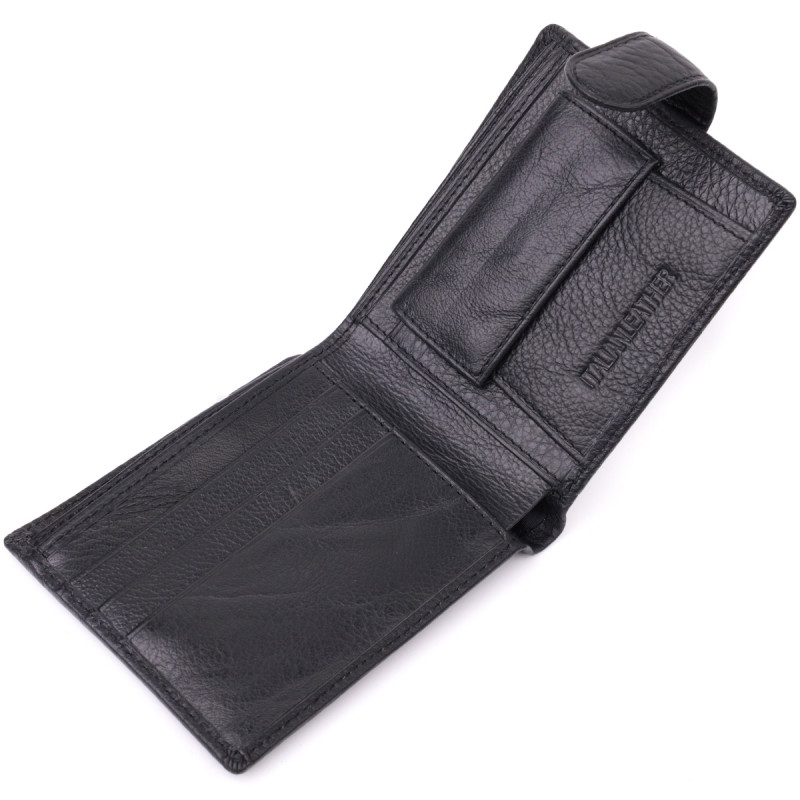 Мужской бумажник удобного размера из натуральной кожи ST Leather Черный