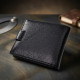 Мужской горизонтальный бумажник среднего размера из натуральной кожи ST Leather Черный