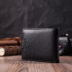 Мужской горизонтальный бумажник среднего размера из натуральной кожи ST Leather Черный