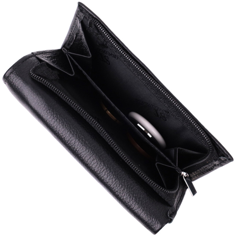 Кожаный женский кошелек в три сложения ST Leather Черный