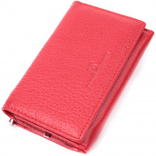 Кожаный удобный женский кошелек в три сложения ST Leather Красный