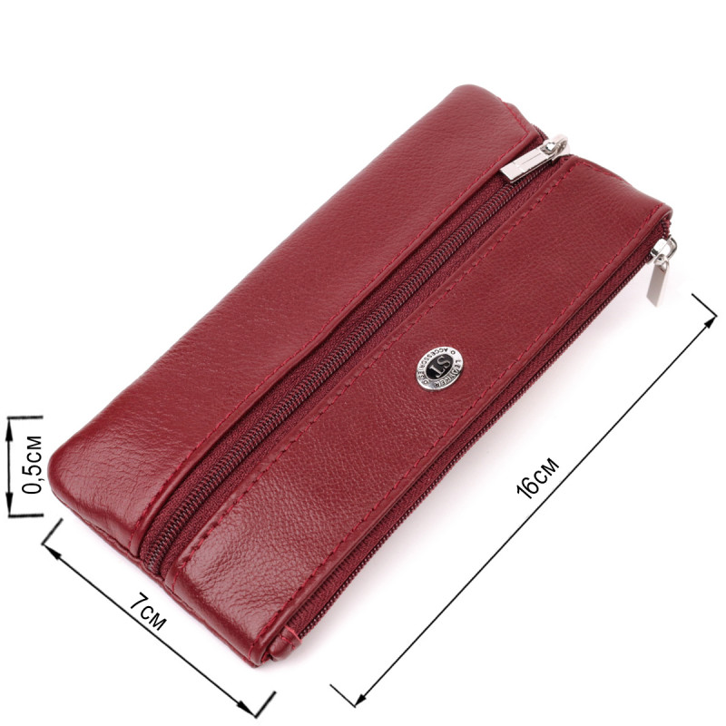 Вместительная ключница из натуральной кожи ST Leather Бордовый