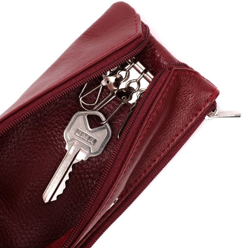Вместительная ключница из натуральной кожи ST Leather Бордовый