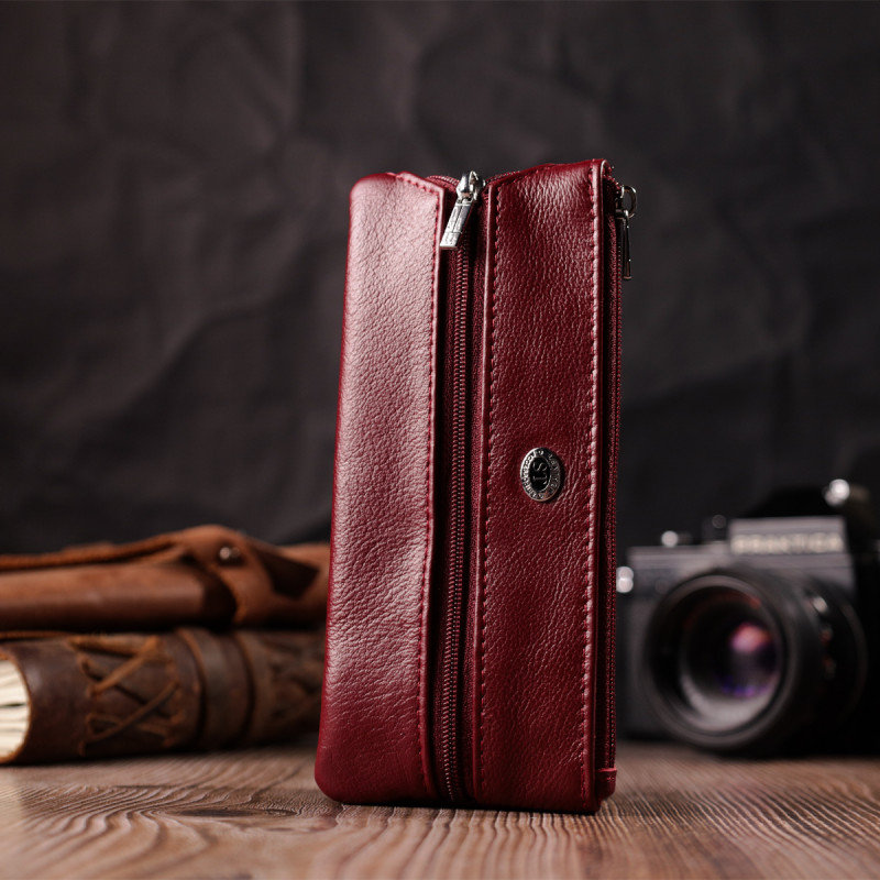 Вместительная ключница из натуральной кожи ST Leather Бордовый