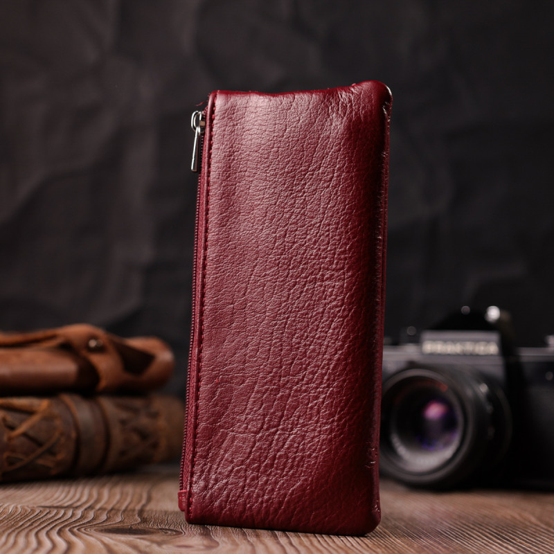 Вместительная ключница из натуральной кожи ST Leather Бордовый