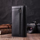 Лаконичный женский кошелек горизонтального формата из натуральной кожи ST Leather Черный