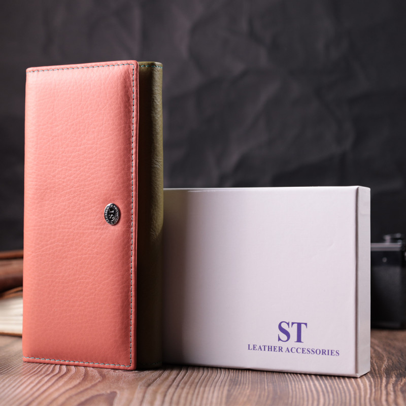 Практичный кошелек для женщин из натуральной кожи ST Leather Разноцветный