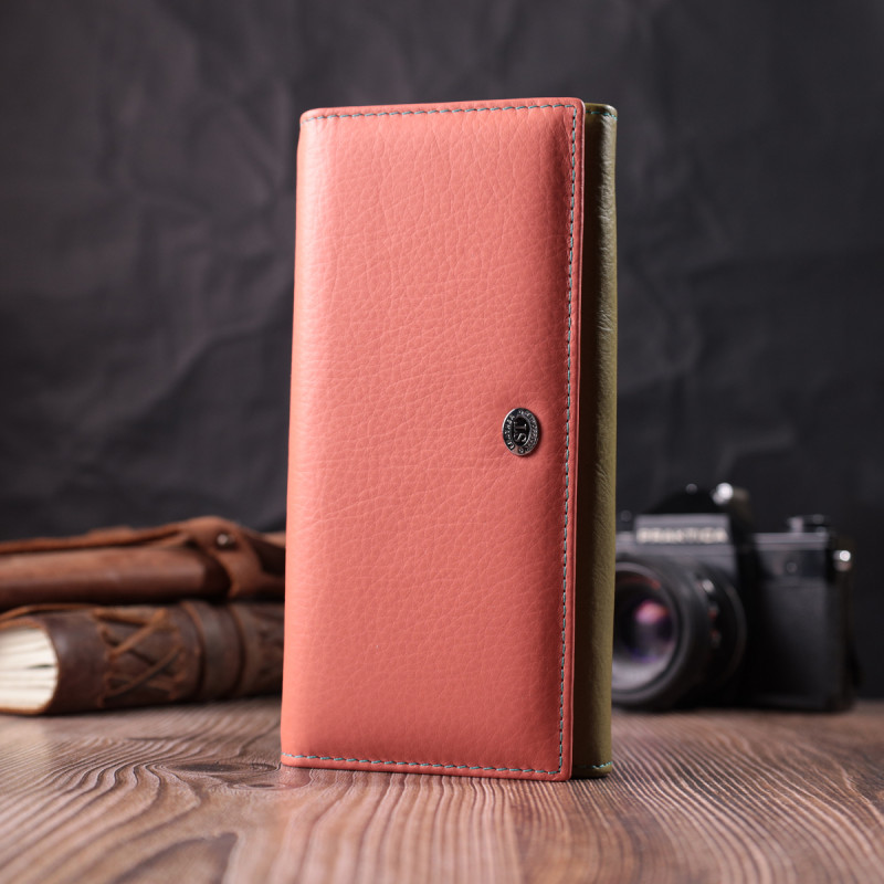 Практичный кошелек для женщин из натуральной кожи ST Leather Разноцветный