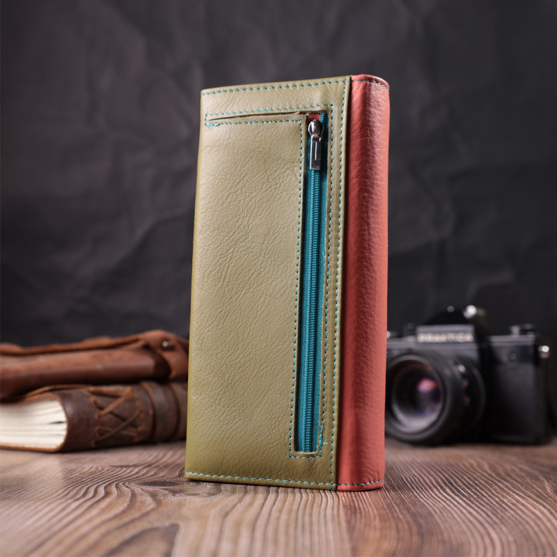 Практичный кошелек для женщин из натуральной кожи ST Leather Разноцветный