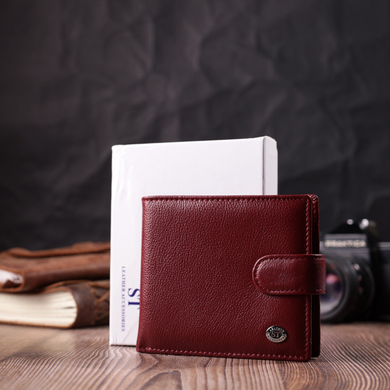 Женский практичный бумажник из натуральной кожи ST Leather Бордовый