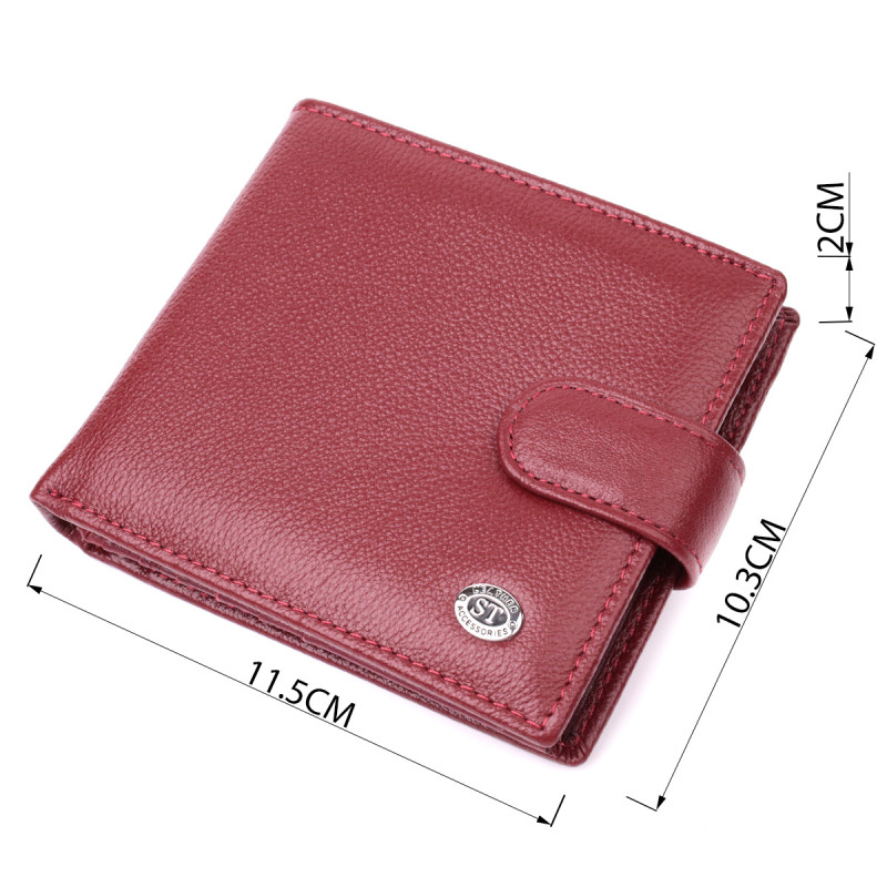 Женский практичный бумажник из натуральной кожи ST Leather Бордовый