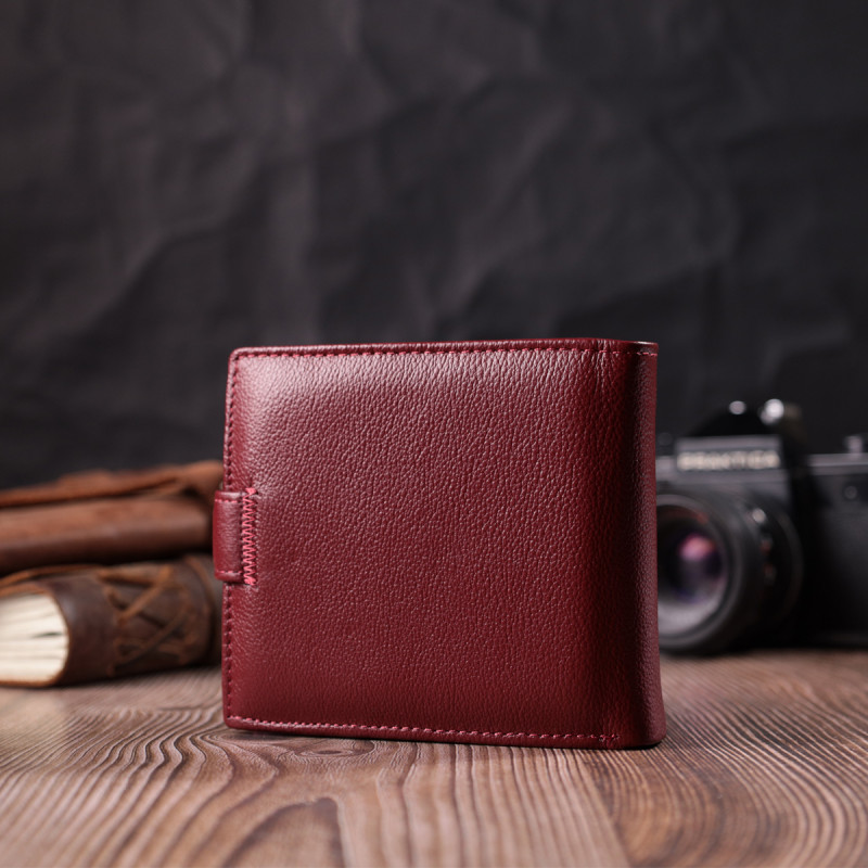 Женский практичный бумажник из натуральной кожи ST Leather Бордовый