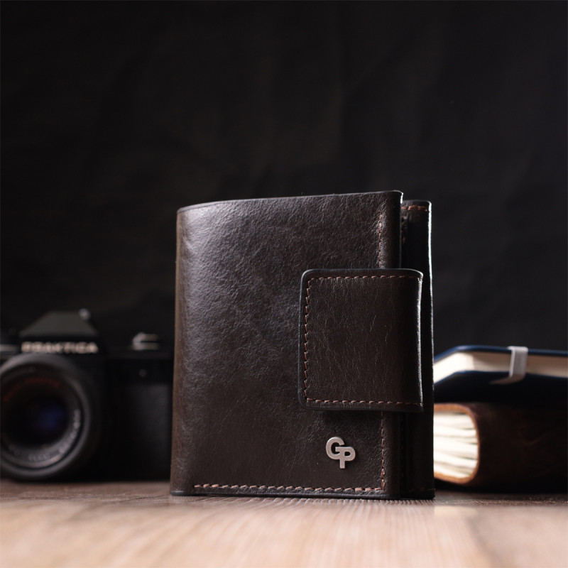 Люксовый кошелек с множеством отделений из качественной натуральной кожи GRANDE PELLE Коричневый