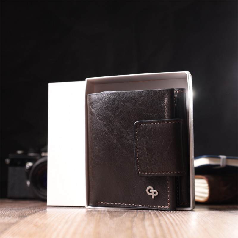 Люксовый кошелек с множеством отделений из качественной натуральной кожи GRANDE PELLE Коричневый