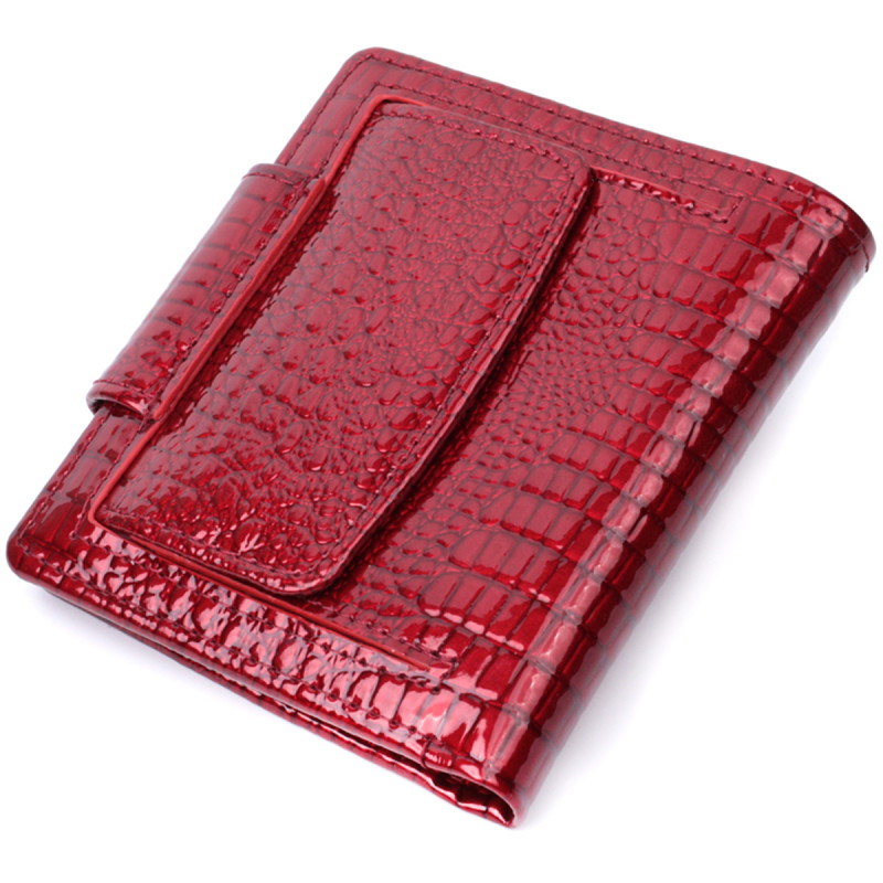 Лакированный кошелек для женщин среднего размера из натуральной кожи ST Leather Красный