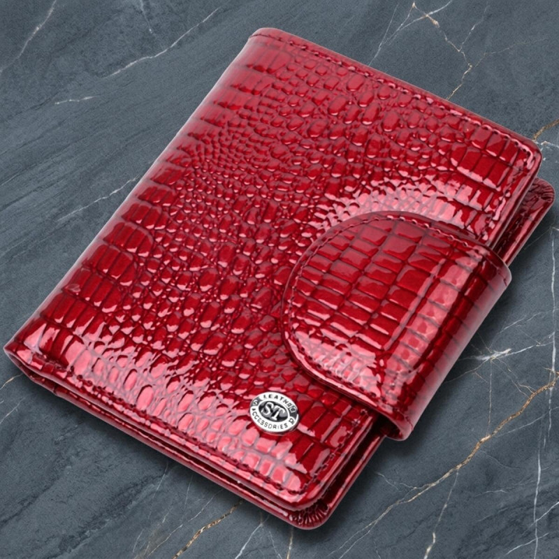 Лакований гаманець для жінок середнього розміру ST Leather Червоний