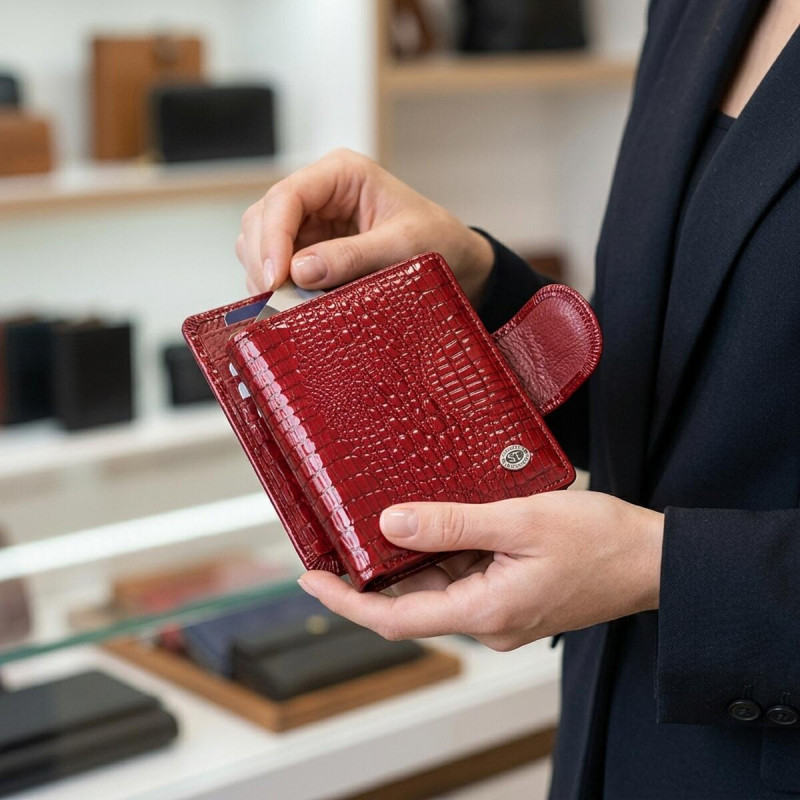 Лакований гаманець для жінок середнього розміру ST Leather Червоний