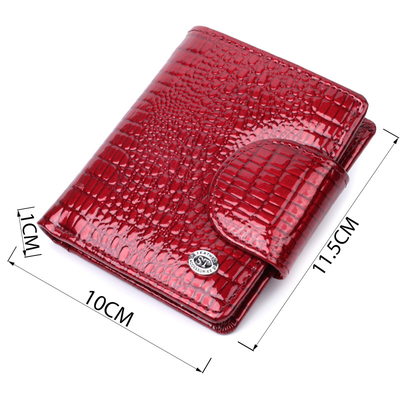 Лакированный кошелек для женщин среднего размера из натуральной кожи ST Leather Красный