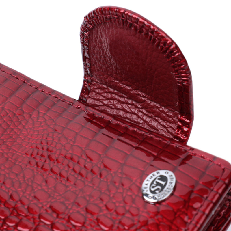Лакированный кошелек для женщин среднего размера из натуральной кожи ST Leather Красный
