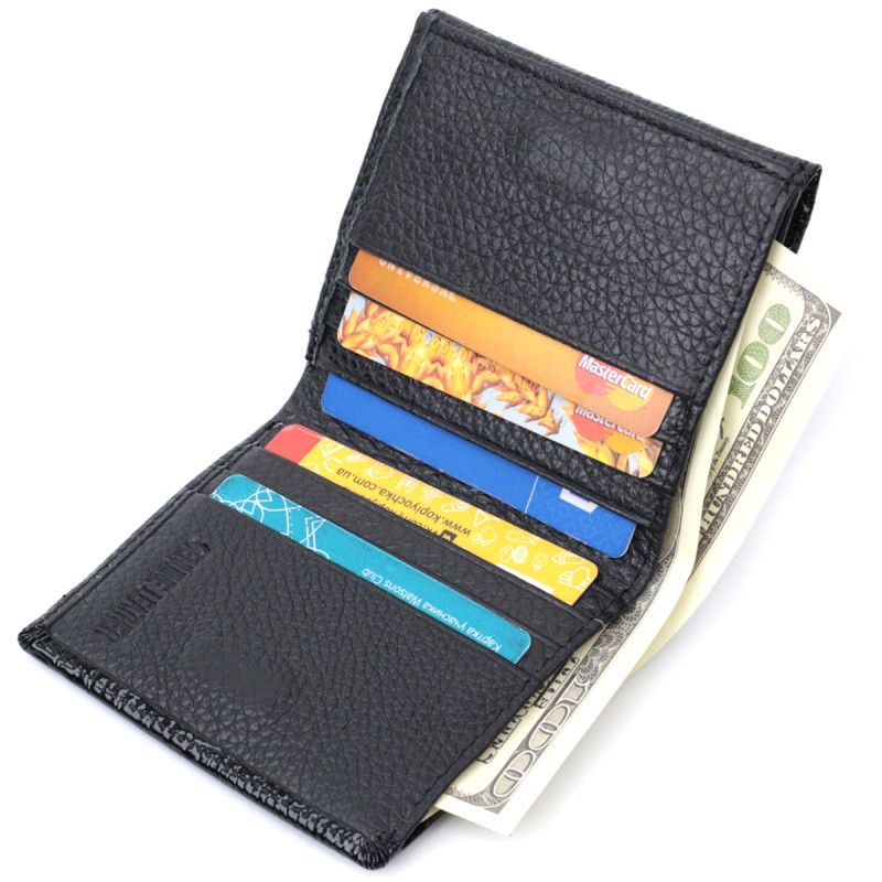 Женский компактный кошелек из натуральной лакированной кожи ST Leather Черный