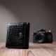 Женский компактный кошелек из натуральной лакированной кожи ST Leather Черный