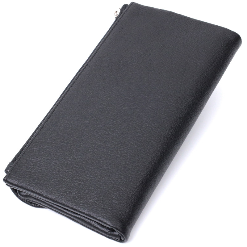 Женское портмоне с блоком для карт из натуральной кожи ST Leather Черный