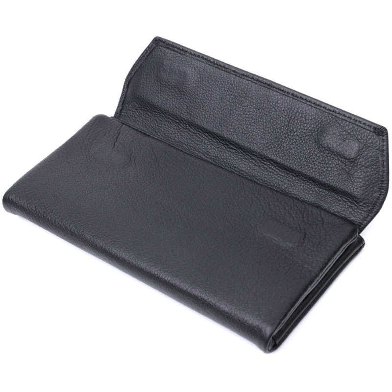 Женское портмоне с блоком для карт из натуральной кожи ST Leather Черный