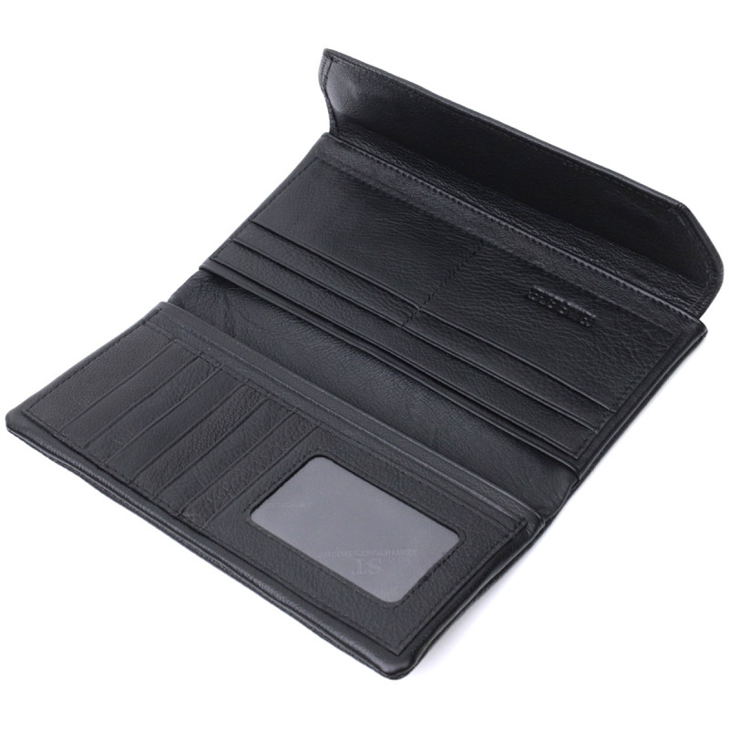 Женское портмоне с блоком для карт из натуральной кожи ST Leather Черный