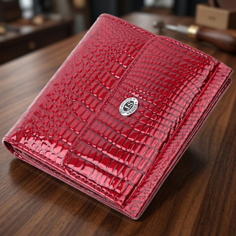 Фактурний жіночий гаманець із натуральної шкіри ST Leather Червоний