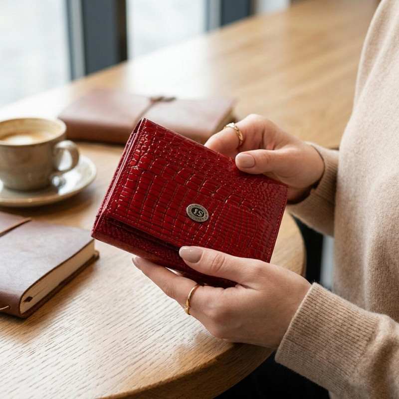 Фактурний жіночий гаманець із натуральної шкіри ST Leather Червоний