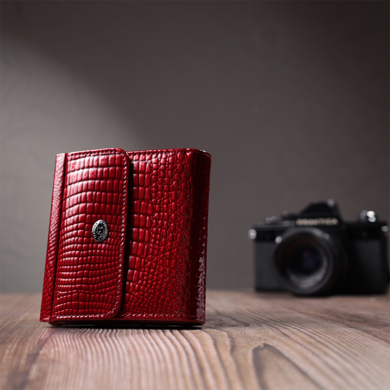 Фактурный женский кошелек из натуральной кожи ST Leather Красный