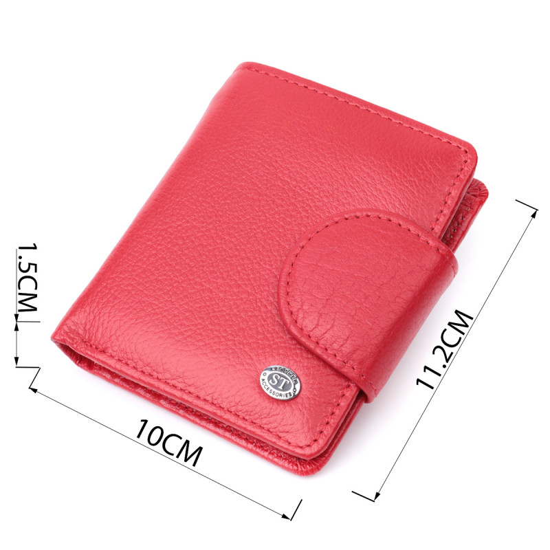 Яркий кошелек для женщин с карманом для монет из натуральной кожи ST Leather Красный