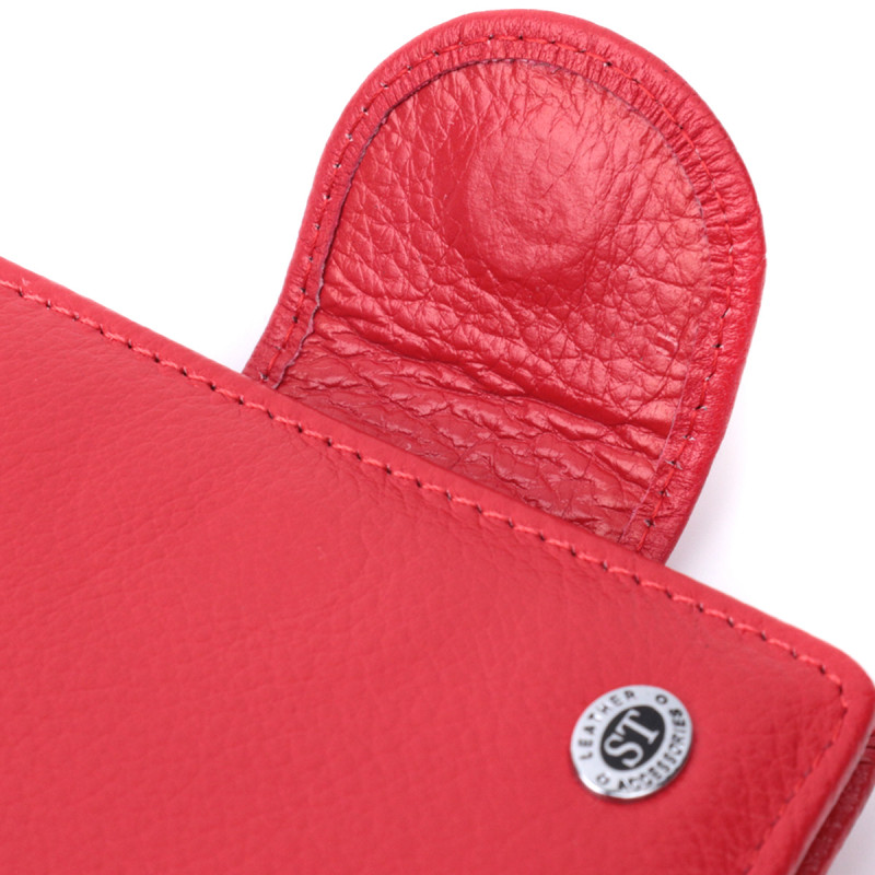 Яркий кошелек для женщин с карманом для монет из натуральной кожи ST Leather Красный