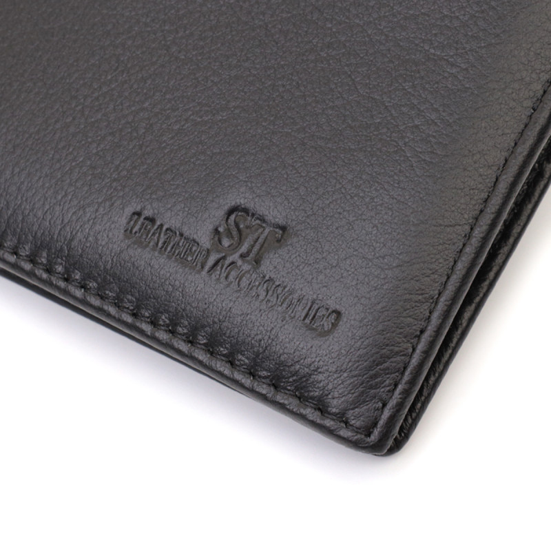 Мужское портмоне из натуральной кожи ST Leather Черный