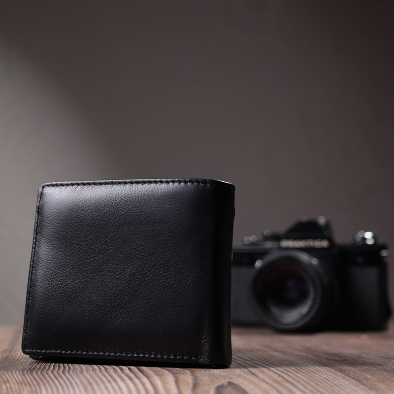 Мужское портмоне из натуральной кожи ST Leather Черный