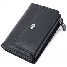 Практичный кошелек с монетницей из натуральной кожи ST Leather Черный
