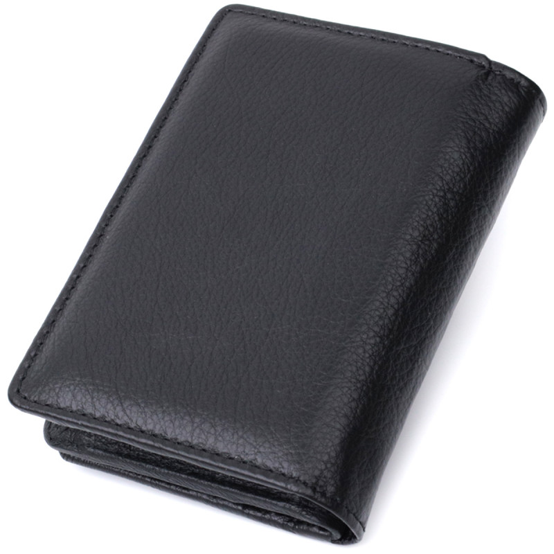 Практичный кошелек с монетницей из натуральной кожи ST Leather Черный