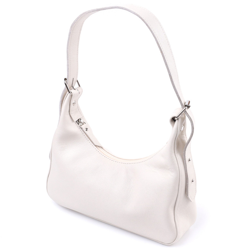 Сумка багет с регулируемым ремнем из натуральной кожи Shvigel Бежевая